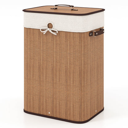 19 Gal Rectangle Laundry Basket Bamboo Clothes Hamper with Handles and Lid, Yellow Laundry Baskets at Gallery Canada