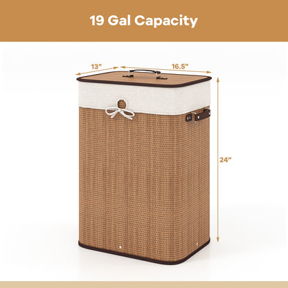 19 Gal Rectangle Laundry Basket, Bamboo Clothes Hamper, Yellow Laundry Baskets at Gallery Canada