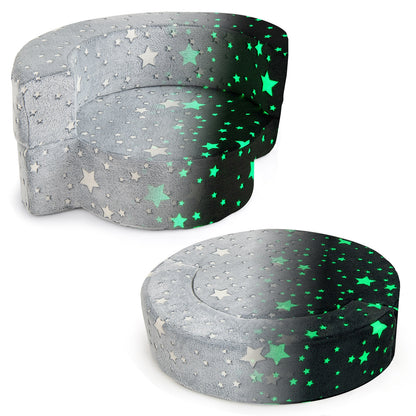 2-in-1 Toddler Chair Glow in the Dark Kids Couch with Cover Convertible Sofa, Gray Kids Chairs & Seating at Gallery Canada