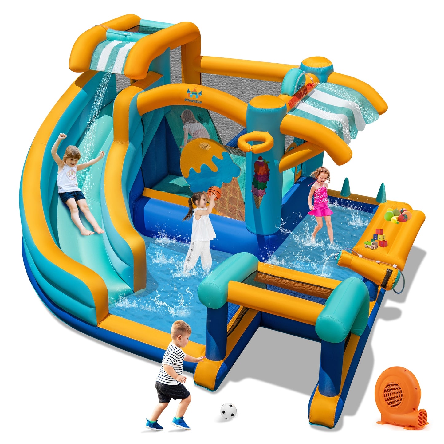 Inflatable Water Slide Bounce House Kids Jump Castle with 750W Blower Inflatable Water Slides at Gallery Canada