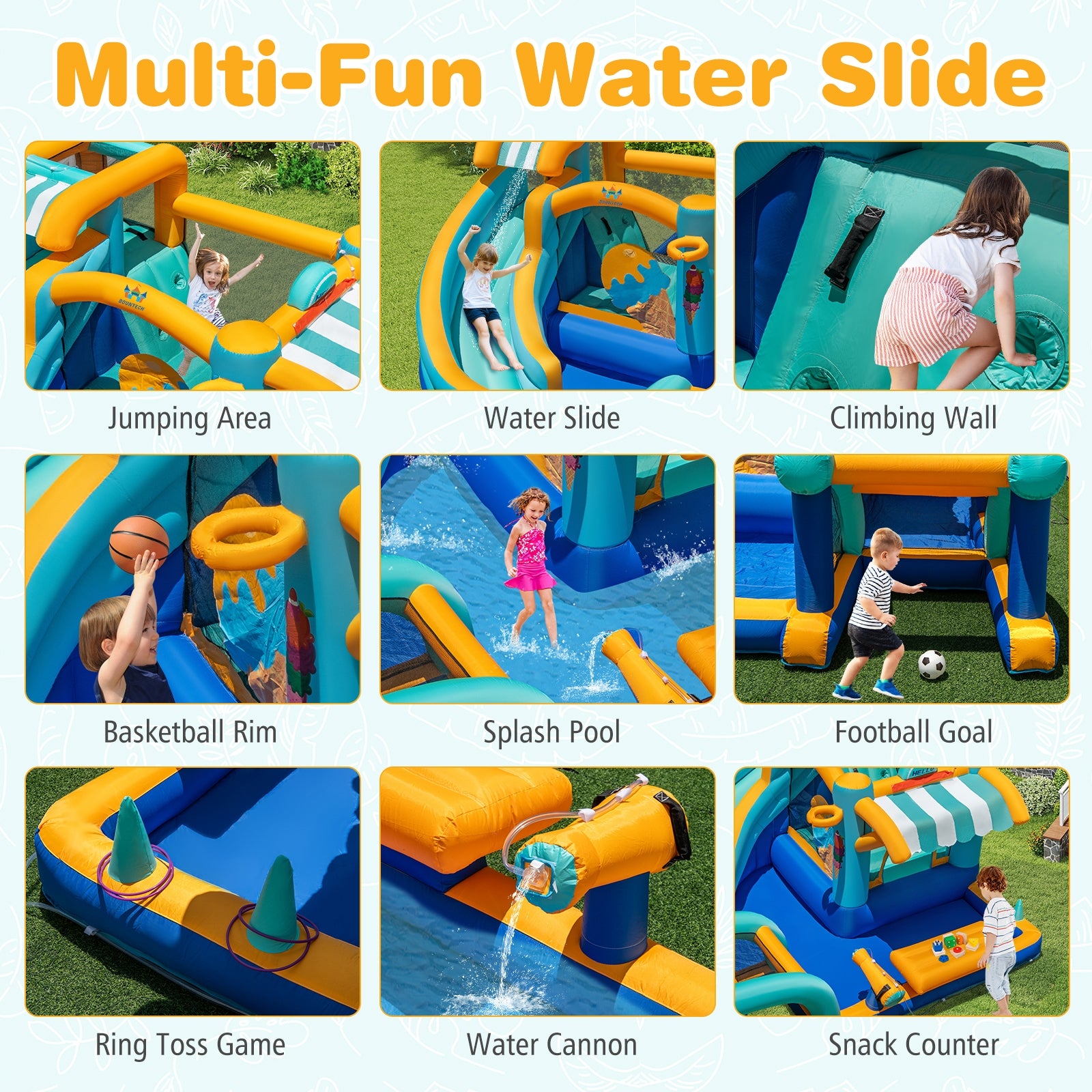 Inflatable Water Slide Bounce House Kids Jump Castle with 750W Blower Inflatable Water Slides at Gallery Canada