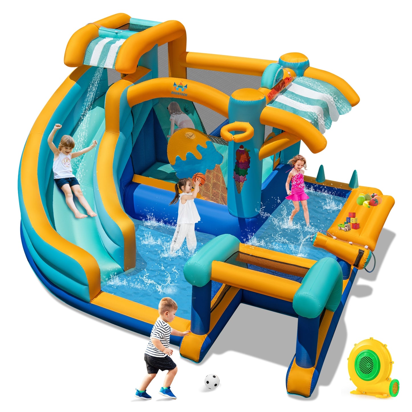 Inflatable Water Slide Bounce House Kids Jump Castle with 680W Blower Inflatable Water Slides at Gallery Canada