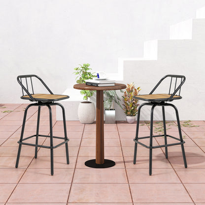 360° Swivel Bar Stool Set of 2 with Footrest and Backrest-Balck & Natural, Natural & Black Bar Stools at Gallery Canada