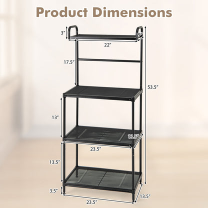 4-Tier Kitchen Microwave Storage Rack with Metal Shelves, Black Baker's Racks at Gallery Canada