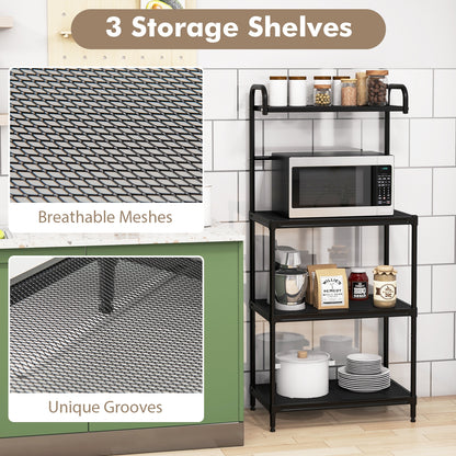 4-Tier Kitchen Microwave Storage Rack with Metal Shelves, Black Baker's Racks at Gallery Canada