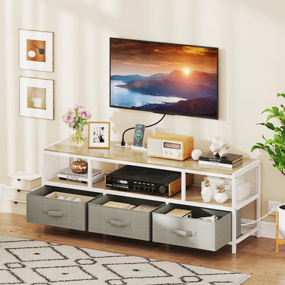 TV Stand for TVs up to 65 Inches with Power Outlets USB Charging, Natural Entertainment Centers & TV Stands at Gallery Canada