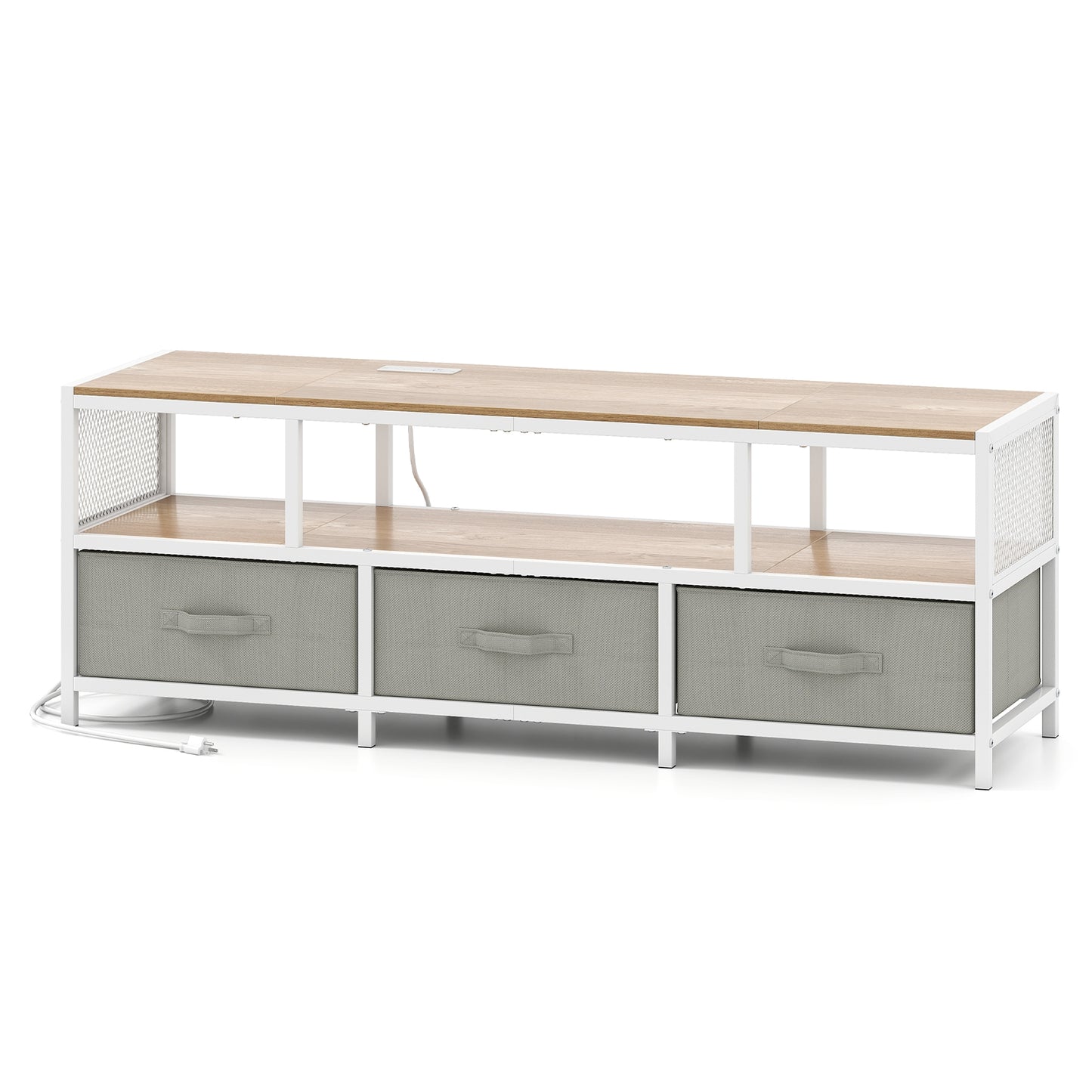 TV Stand for TVs up to 65 Inches with Power Outlets USB Charging, Natural Entertainment Centers & TV Stands at Gallery Canada