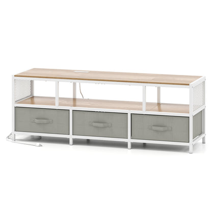 TV Stand For 65 Inches, Power Outlets USB Charging, Natural Entertainment Centers & TV Stands Natural at Gallery Canada