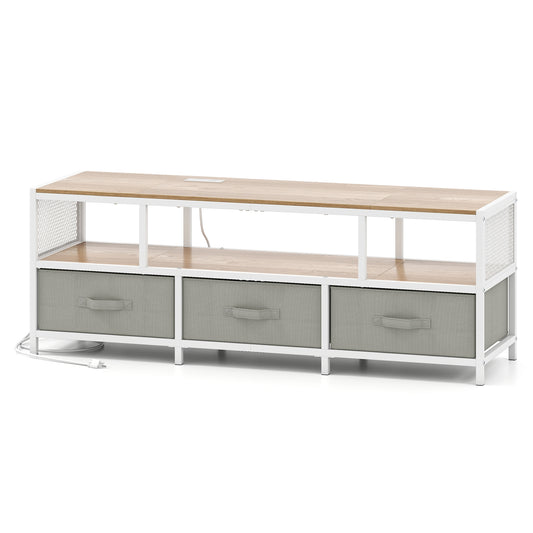 TV Stand For 65 Inches, Power Outlets USB Charging, Natural Entertainment Centers & TV Stands Natural at Gallery Canada