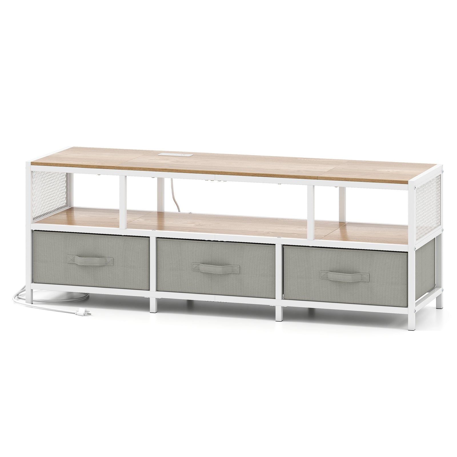 TV Stand for TVs up to 65 Inches with Power Outlets USB Charging, Natural Entertainment Centers & TV Stands Natural at Gallery Canada