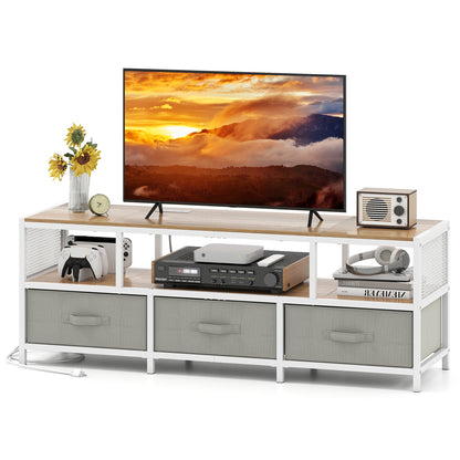 TV Stand for TVs up to 65 Inches with Power Outlets USB Charging, Natural Entertainment Centers & TV Stands at Gallery Canada