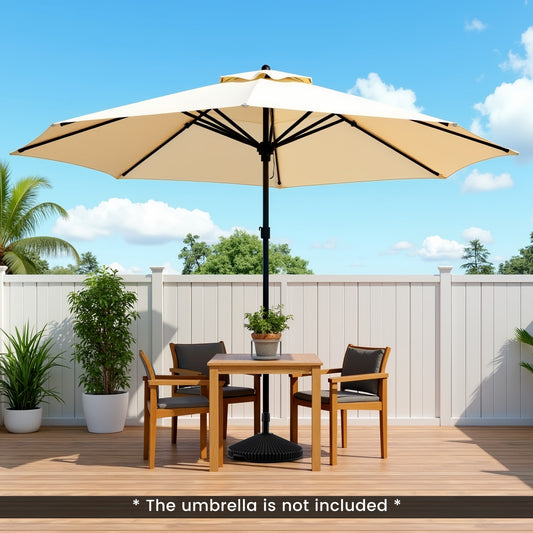 Outdoor Umbrella Stand, Sand Filled, Shell Texture, 3 Coupler Sizes, Black Outdoor Umbrella Bases Black at Gallery Canada