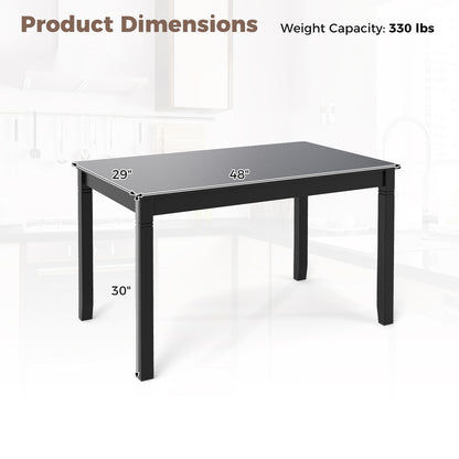 48-Inch Wooden Dining Table for 4 People Rectangular Kitchen Table with Rubber Wood Legs, Black Dining Tables at Gallery Canada