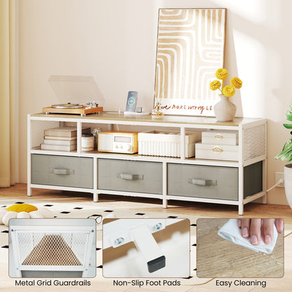 TV Stand for TVs up to 65 Inches with Power Outlets USB Charging, Natural Entertainment Centers & TV Stands at Gallery Canada