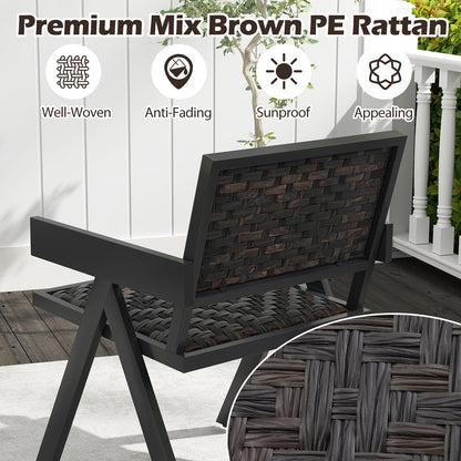 3 Pieces Patio PE Wicker Bistro Set with Quick-Drying Foam, Black Patio Conversation Sets at Gallery Canada