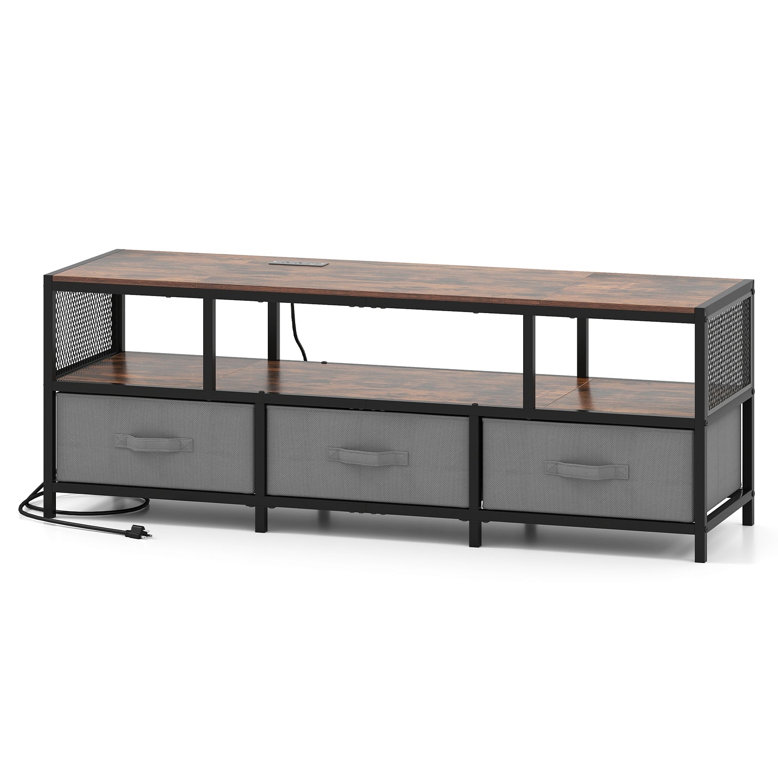 TV Stand For 65 Inches, With Power Outlets USB Charging, Rustic Brown Entertainment Centers & TV Stands at Gallery Canada