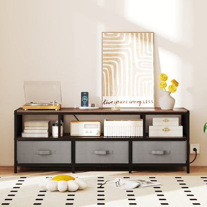 TV Stand for TVs up to 65 Inches with Power Outlets USB Charging, Rustic Brown Entertainment Centers & TV Stands at Gallery Canada