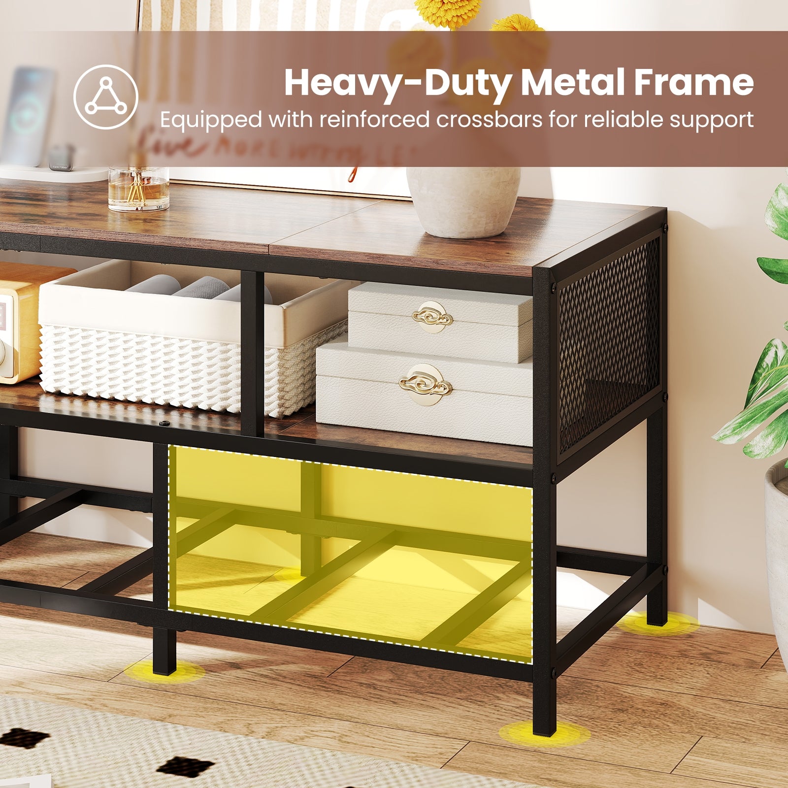 TV Stand For 65 Inches, With Power Outlets USB Charging, Rustic Brown Entertainment Centers & TV Stands at Gallery Canada