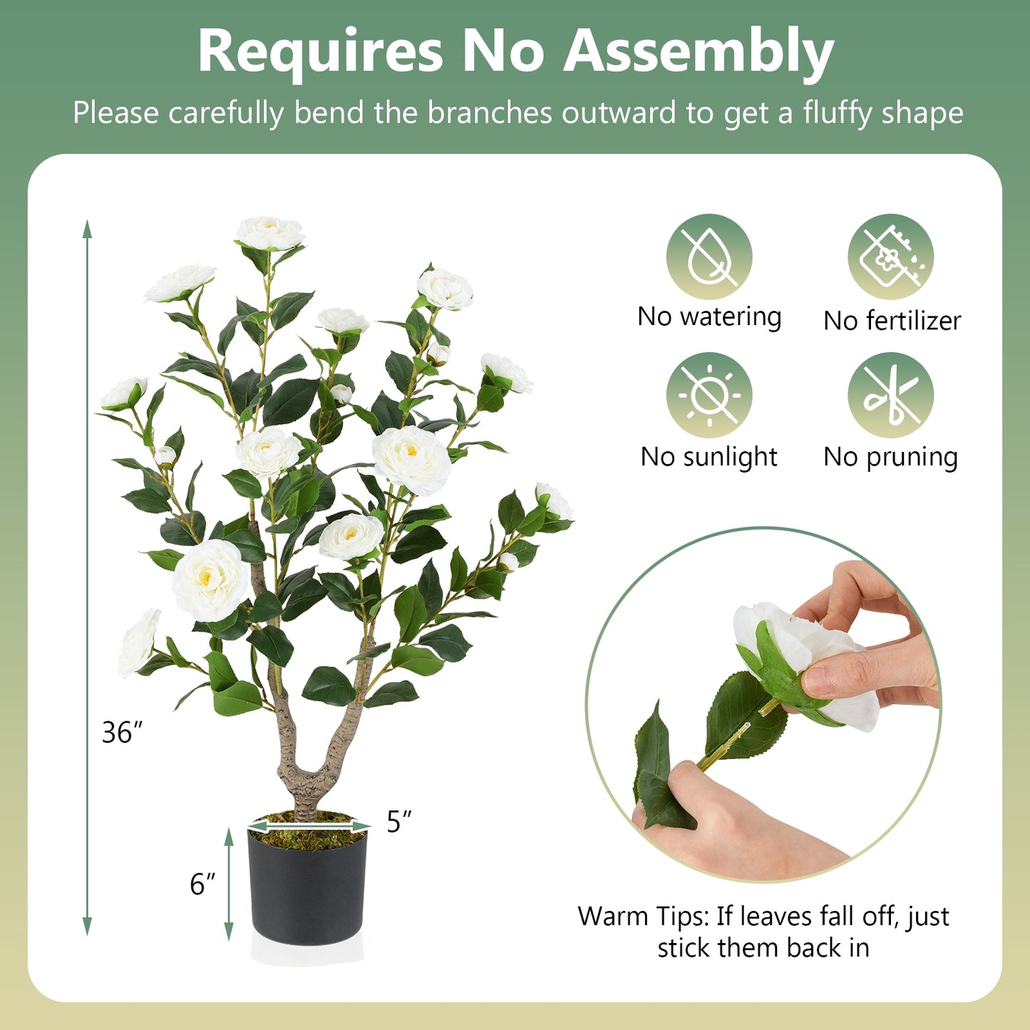 36 Inch Artificial Camellia Tree with Blooming Flower 1 Pack, White Faux Plants at Gallery Canada