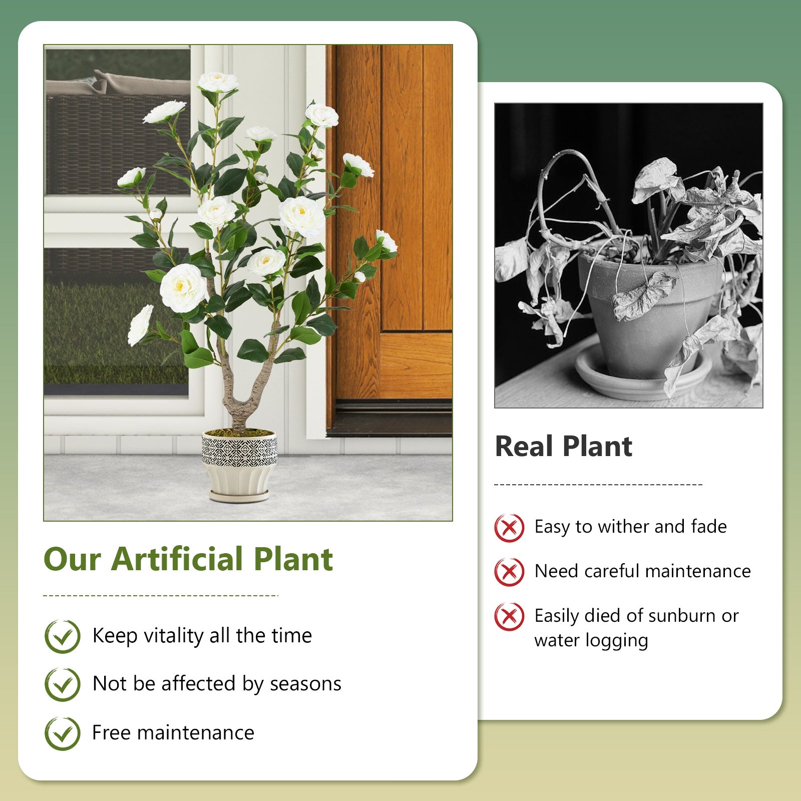 36 Inch Artificial Camellia Tree with Blooming Flower 1 Pack, White Faux Plants at Gallery Canada