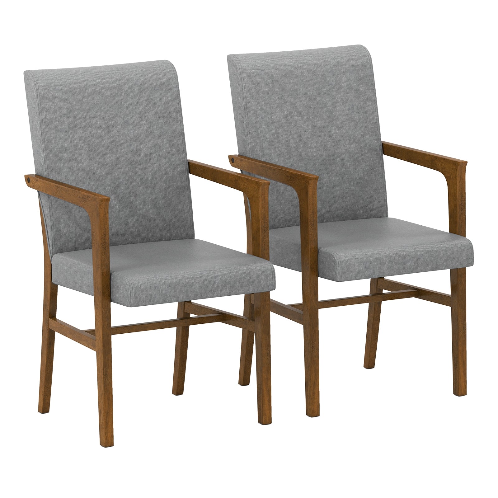 Upholstered Accent Chairs Set of 2 with High Back and Solid Wooden Frame, Gray Accent Chairs at Gallery Canada