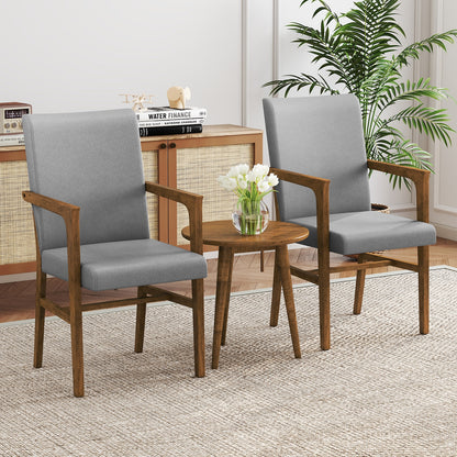 Upholstered Accent Chairs Set of 2 with High Back and Solid Wooden Frame, Gray Accent Chairs at Gallery Canada