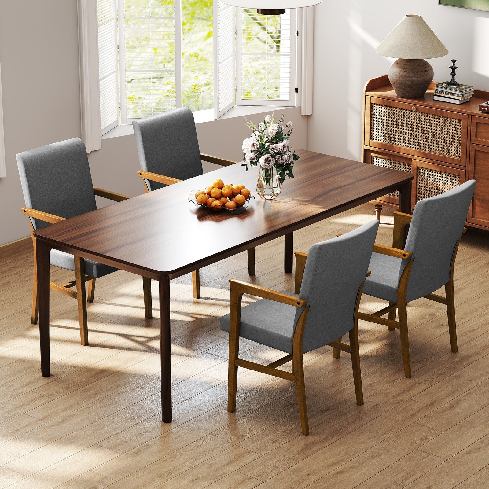 Upholstered Accent Chairs Set of 2 with High Back and Solid Wooden Frame, Gray Accent Chairs at Gallery Canada