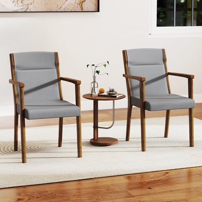 Upholstered Wooden Accent Chairs Set of 2 with High Back and Soft Cushion, Gray Accent Chairs at Gallery Canada