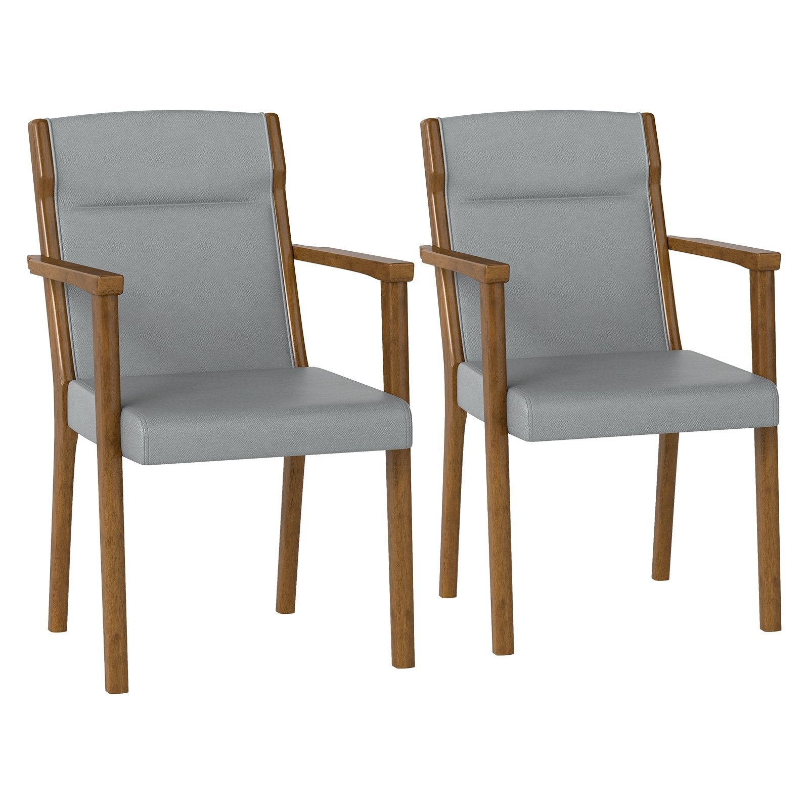 Upholstered Wooden Accent Chairs Set of 2 with High Back and Soft Cushion, Gray Accent Chairs Gray at Gallery Canada