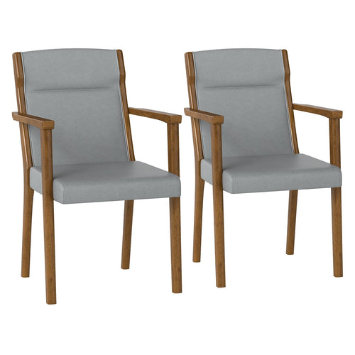 Upholstered Wooden Accent Chairs Set of 2 with High Back and Soft Cushion, Gray