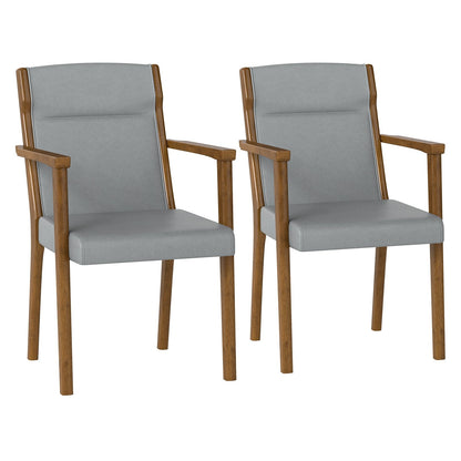Upholstered Wooden Accent Chairs Set of 2 with High Back and Soft Cushion, Gray Accent Chairs at Gallery Canada
