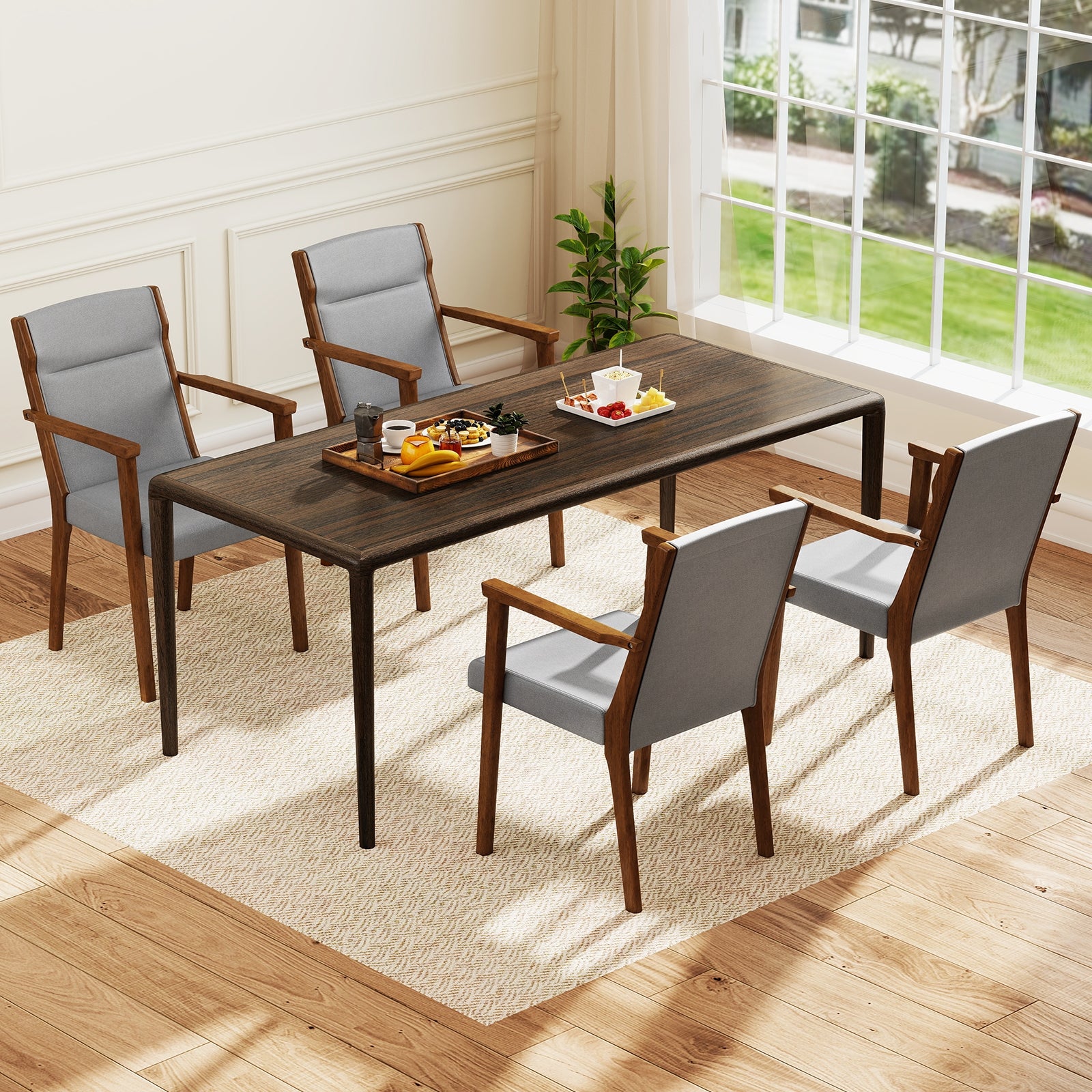 Upholstered Wooden Accent Chairs Set of 2 with High Back and Soft Cushion, Gray Accent Chairs at Gallery Canada