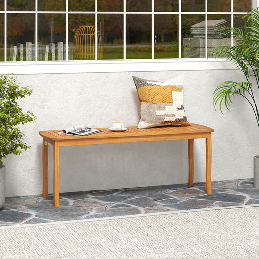 Acacia Wood Outdoor 48" Long Patio Dining Bench-1 Pieces, Natural Outdoor Benches Natural at Gallery Canada