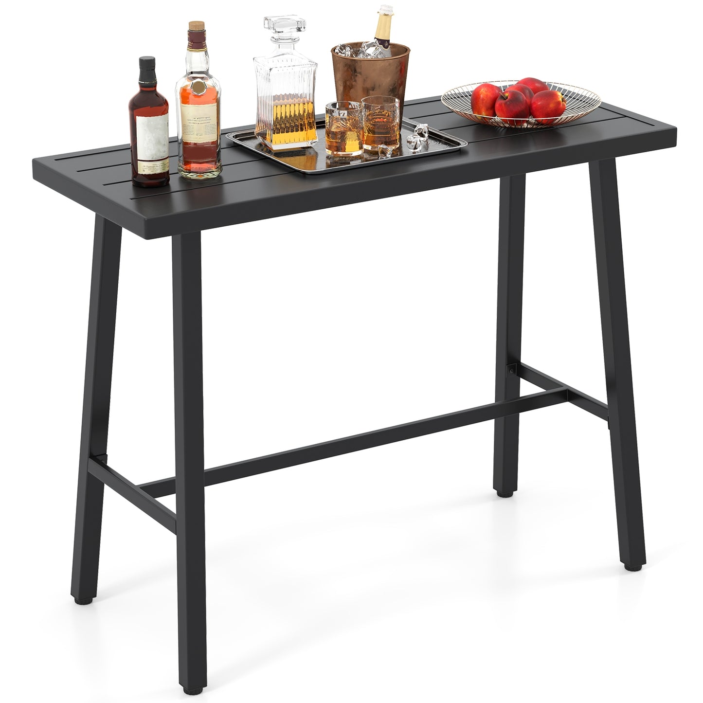 36 Inches Patio Counter Height Bar Table with Adjustable Foot Pads, Black Patio Coffee Tables at Gallery Canada