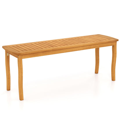 Acacia Wood Outdoor 48" Long Patio Dining Bench, Natural Outdoor Benches Natural at Gallery Canada