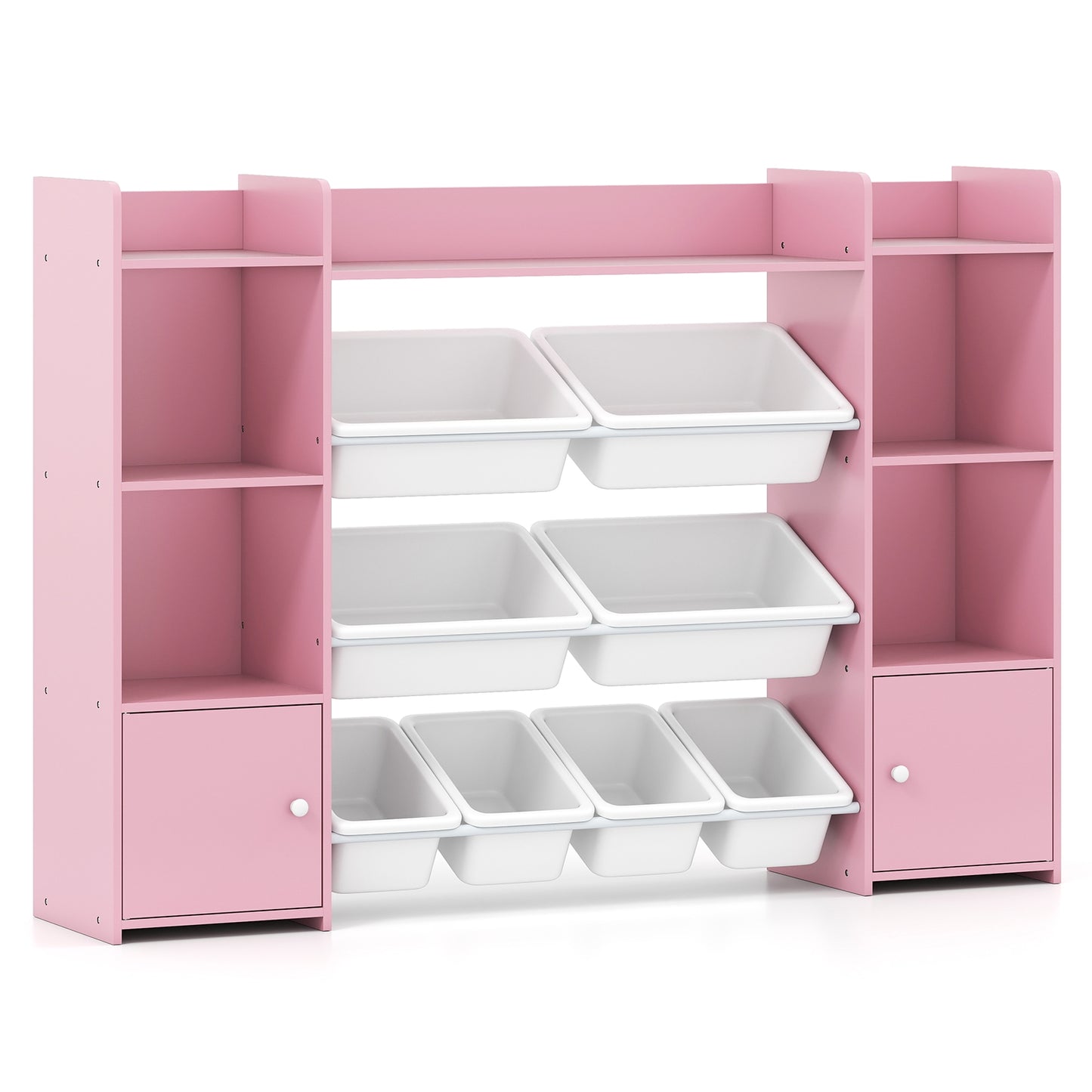 56 inch Large Toy Storage Organizer with 8 Removable Bins and Bookshelf, Pink Kids Storage at Gallery Canada