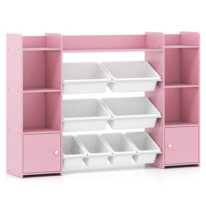 56 inch Large Toy Storage Organizer with 8 Removable Bins and Bookshelf, Pink Kids Storage at Gallery Canada