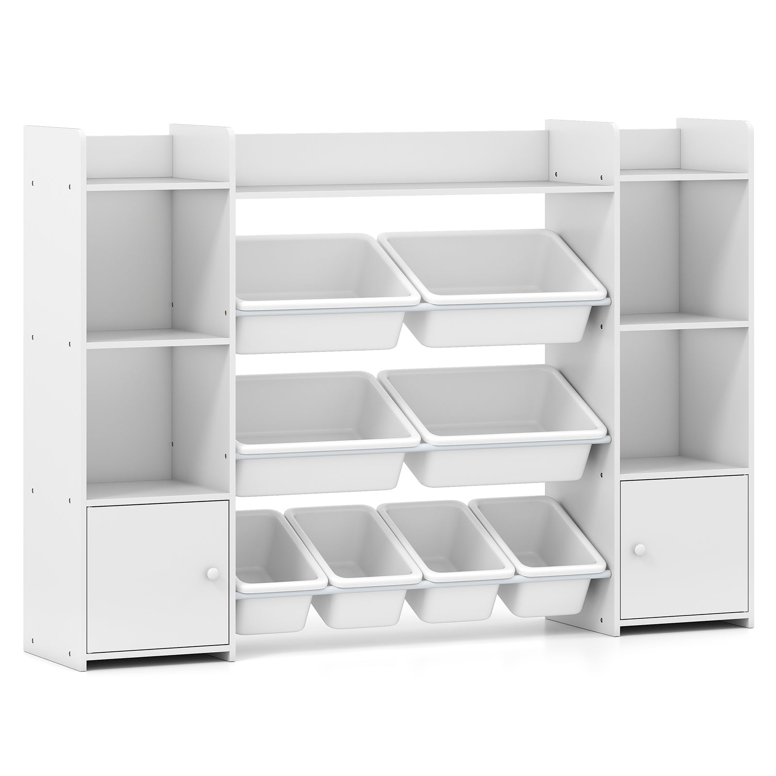 56 inch Large Toy Storage Organizer with 8 Removable Bins and Bookshelf, White Kids Storage at Gallery Canada