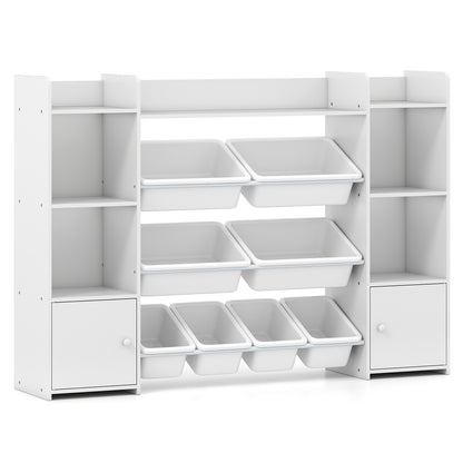 56 inch Large Toy Storage Organizer with 8 Removable Bins and Bookshelf, White Kids Storage at Gallery Canada