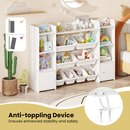 56 inch Large Toy Storage Organizer with 8 Removable Bins and Bookshelf, White Kids Storage at Gallery Canada