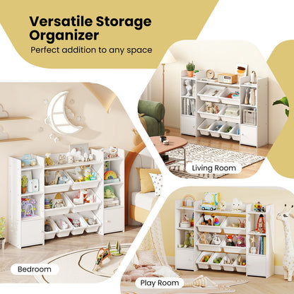 56 inch Large Toy Storage Organizer with 8 Removable Bins and Bookshelf, White Kids Storage at Gallery Canada