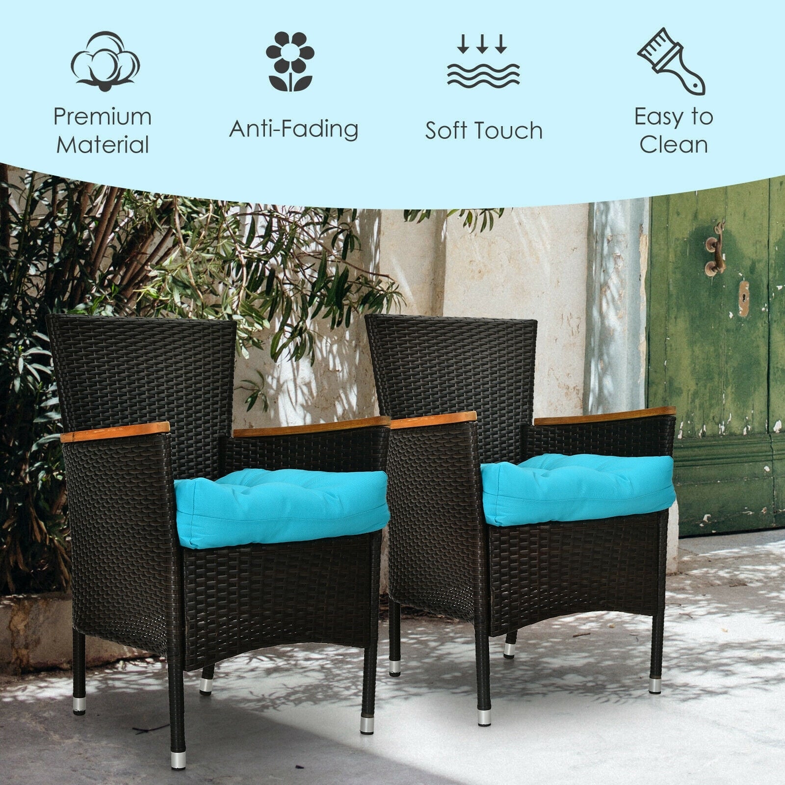 21 Inch x 21 Inch Patio Chair Seat Cushion Pads for Indoor and Outdoor, Turquoise Outdoor Furniture Accessories at Gallery Canada
