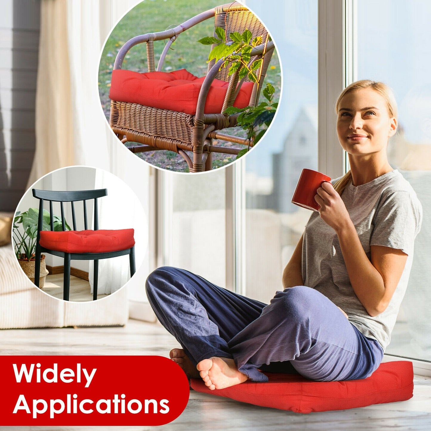 21 Inch x 21 Inch Patio Chair Seat Cushion Pads for Indoor and Outdoor, Red Outdoor Furniture Accessories at Gallery Canada