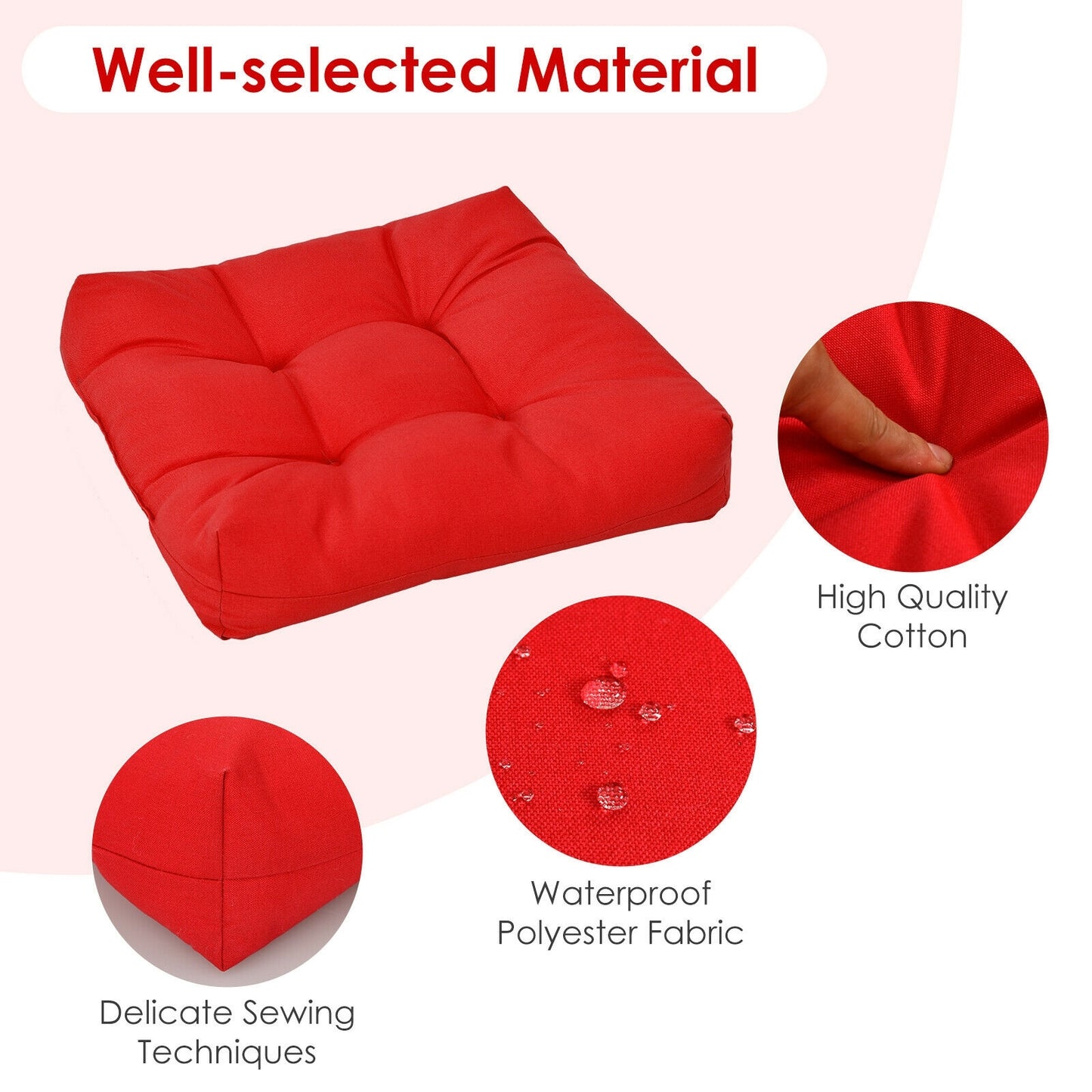 21 Inch x 21 Inch Patio Chair Seat Cushion Pads for Indoor and Outdoor, Red Outdoor Furniture Accessories at Gallery Canada