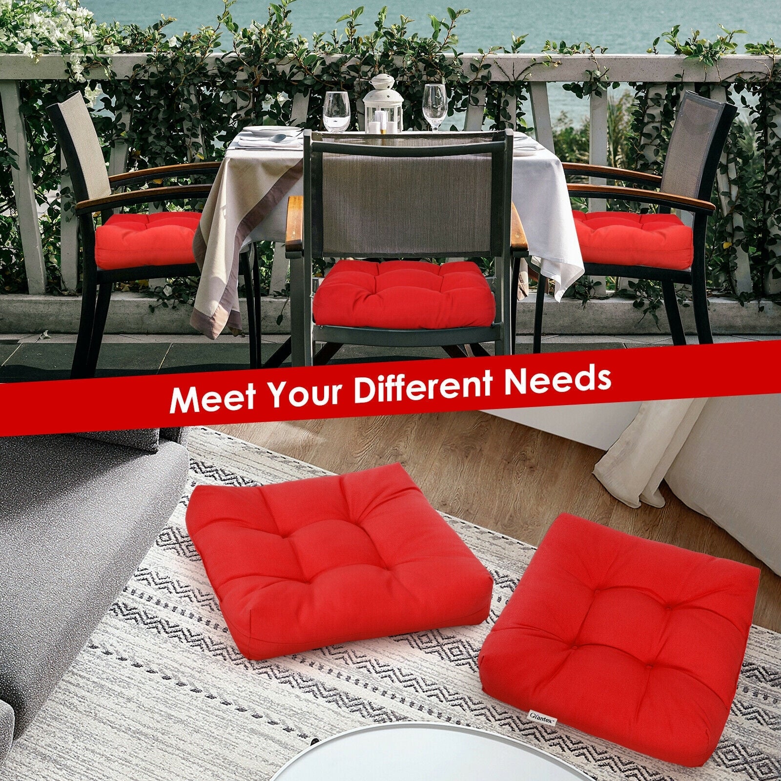 21 Inch x 21 Inch Patio Chair Seat Cushion Pads for Indoor and Outdoor, Red Outdoor Furniture Accessories at Gallery Canada