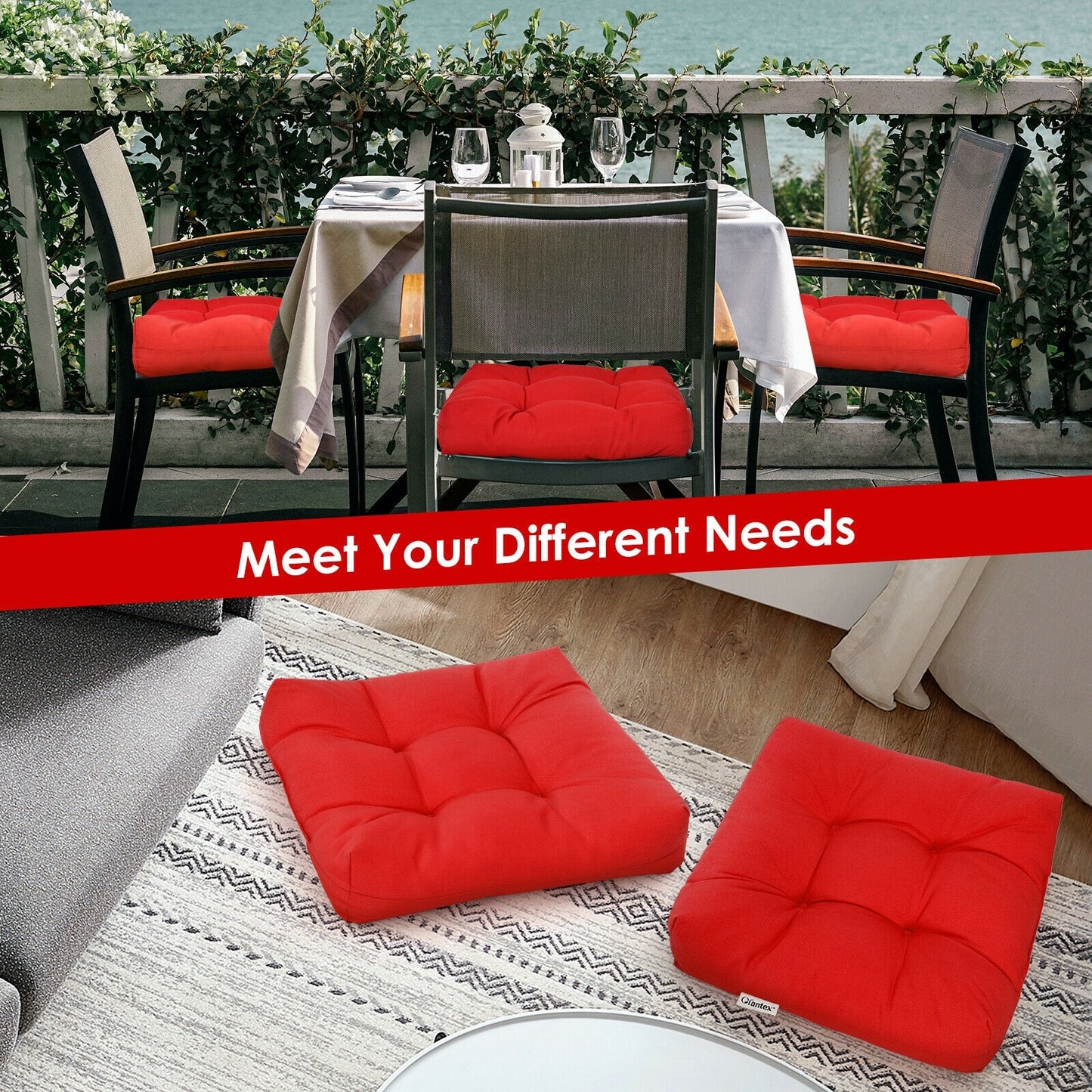 21 Inch x 21 Inch Patio Chair Seat Cushion Pads for Indoor and Outdoor, Red Outdoor Furniture Accessories at Gallery Canada