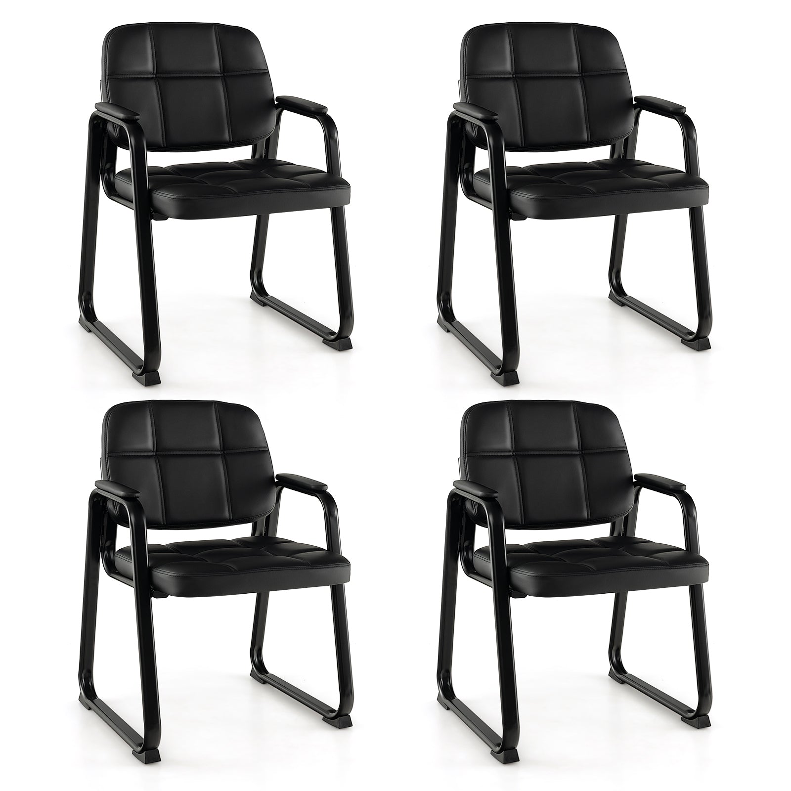 Set Of 4 Upholstered Waiting Room Chairs, Black Conference Chairs Black at Gallery Canada
