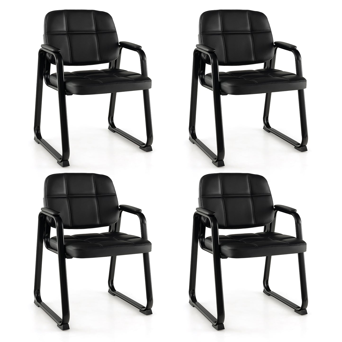 Set Of 4 Upholstered Waiting Room Chairs, Black Conference Chairs Black at Gallery Canada