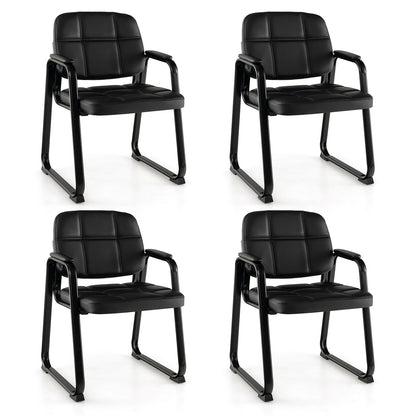 Set Of 4 Upholstered Waiting Room Chairs, Black Conference Chairs Black at Gallery Canada