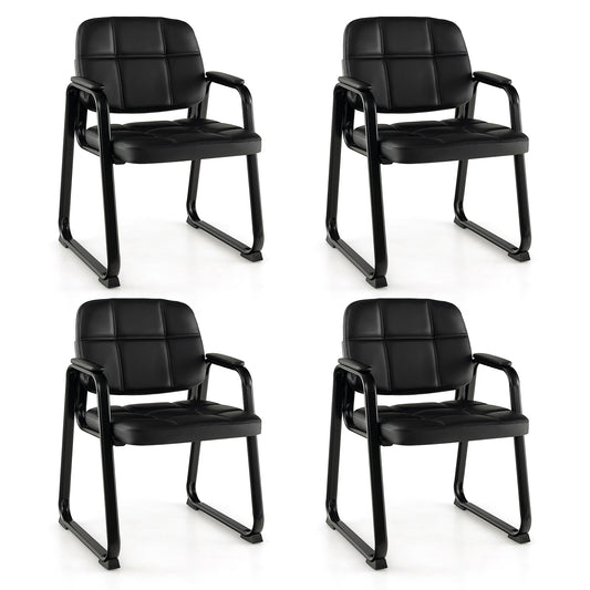 Set Of 4 Upholstered Waiting Room Chairs, Black Conference Chairs Black at Gallery Canada